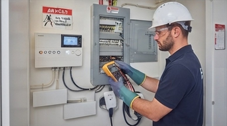 Mesure électrique au multimètre sur un tableau
